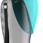 Portable Pet Water Bottle, 800ml Capacity, Foldable Drinking Bowl with Strap, Grey and Turquoise