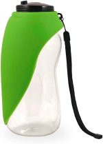 Fold A Bowl - Travel Dog Water Bottle and Dispenser for  - 26 OZ Pet Water Bottle with Collapsible Dog Bowl, Portable Pet Water Dispenser for Traveling and Walking (Green, 26 Oz)