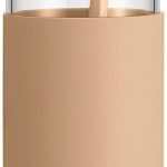 20 oz Glass Tumbler with Lid & Straw - Iced Coffee Cup & Smoothie Cup With Silicone Sleeve | BPA-Free, Dishwasher Safe | Reusable Glass Cups with Bamboo Lids and Straws (Amber, 1 Count)
