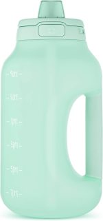 64oz Half Gallon Water Jug with Handle and Motivational Time Markers for All Day tion, Plastic Reusable Water Bottle with Straw and Locking, Leak Proof Lid, BPA Free