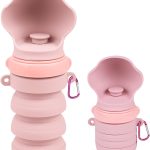 Collapsible Dog Water Bottne,Pet Travel Squeeze Bottles for Travel,Food Grade Silicone, to Go Puppy Essentials, Hiking Camping Trip Accessories(Pink)