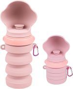 Collapsible Dog Water Bottne,Pet Travel Squeeze Bottles for Travel,Food Grade Silicone, to Go Puppy Essentials, Hiking Camping Trip Accessories(Pink)