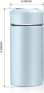 Mini 7 oz Stainless Steel Insulated Vacuum Water Bottle, Cute Small Thermoses, Flask, Leak Proof,Keeps Drink Cold and Hot - Blue - Image 2