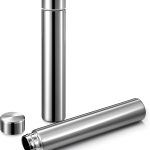 Water Bottle 8.8 oz Small Stainless Steel Purse Compact Insulated Water Bottles Camping Travel Backpack Pocket Flask for Car Cold Coffee Tea(Silver,2 Pack)