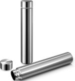 Water Bottle 8.8 oz Small Stainless Steel Purse Compact Insulated Water Bottles Camping Travel Backpack Pocket Flask for Car Cold Coffee Tea(Silver,2 Pack)