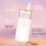 20 oz Glass Tumbler with Lid & Straw - Iced Coffee Cup & Smoothie Cup With Silicone Sleeve | BPA-Free, Dishwasher Safe | Reusable Glass Cups with Bamboo Lids and Straws (Amber, 1 Count) - Image 2