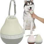 Portable Dog Water Bottle with Hanging Buckle for Dog Outdoor Activities, 200ML Leak-Proof Dog Food Storage Container with Foldable Silicone Body & Easy-Clean Design, Pink