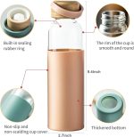 21oz Borosilicate Glass Water Bottles with Silicone Non-Slip Sleeve & Leak-Proof Lid-Reusable Drink Bottle for Office,Travel,Gym,Hiking-BPA Free,Ideal Gift for Home,Car &Fitness (Pink) - Image 2