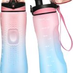 Water Bottle,25 oz Motivational Water Bottle with Time Marker,Sports Water Bottle with Carrying Strap,Leakproof & BPA Free,Reusable,for Teenager, Adult,Outdoors, Cycling, School & Office