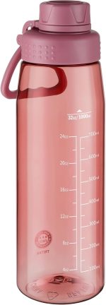 32oz Clear Water Bottle - BPA-Free Tritan Plastic, Fast Flow Spout Lid, Wide Mouth & Leakproof Design Hiking Water Bottle Suitable for Travel, Outdoors, Gym, Travel, Home, School(Red)