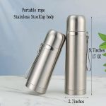 Stainless Steel Thermal Bottle Vacuum Insulated Coffee Trave Mug for Hot and Cold Drinks Double Walled Sport Water Flask with Cup 17Oz/500Ml(Silver) - Image 2
