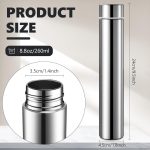Water Bottle 8.8 oz Small Stainless Steel Purse Compact Insulated Water Bottles Camping Travel Backpack Pocket Flask for Car Cold Coffee Tea(Silver,2 Pack) - Image 2