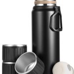 750ml/27 OZ Coffee Thermo with 3 cups, Insulated Water Bottle, Stainless Steel Vacuum Flask Set for Hot and Cold Drinks, Gifts Box