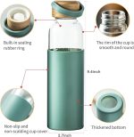 21oz Borosilicate Glass Water Bottles with Silicone Non-Slip Sleeve & Leak-Proof Lid-Reusable Drink Bottle for Office,Travel,Gym,Hiking-BPA Free,Ideal Gift for Home,Car &Fitness (Green) - Image 2