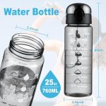 Clear Water Bottle, Wide Mouth Leakproof Water Bottle with Time Marker, 26OZ Plastic Water Bottles, Lightweight for Sports, Travel, Black - Image 2