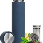 All-in-One Tea Thermos with Infuser for Loose Tea, Coffee, Fruit-Infused Water (Hot/Cold) - 16.9oz Insulated Stainless Steel Coffee Travel Mug, Tea Infuser Cup, Leakproof Tea Cup