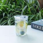 13oz/400ml Tumbler Water Glass, Cups with Straw and Lid Sealed Carry on for Coffee, Iced Tea, Thick Wall Insulated Glass Cup(white) - Image 2