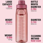 32oz Clear Water Bottle - BPA-Free Tritan Plastic, Fast Flow Spout Lid, Wide Mouth & Leakproof Design Hiking Water Bottle Suitable for Travel, Outdoors, Gym, Travel, Home, School(Red) - Image 2