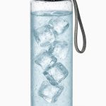 18 oz Clear Plastic Water Bottle with Stainless Steel Screw Cap - Reusable, Leakproof, BPA Free Sports Bottle with Carrying Strap Over Lid (Modern)