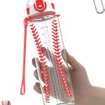32oz/1L Sport Water Bottle, Light Tritan, Quick-Open Chug Lid/Straw 2-in-1, Leak-Proof, Dishwasher-Safe, BPA-Free, Drop-Resist & Scratch-Resist for Travel/Gym/Office/Fan Gift (Baseball)