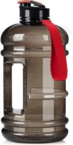 2.2L Half Gallon Water Bottle BPA Free - Ideal for Gym, Big Water Jug, Reusable Sports Bottle with Measurements Marked Drink Container (74oz Clear Black Water Bottles)