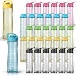 30 Pcs Motivational Plastic Water Bottle Bulk with Timeline 22 oz Water Bottles Reusable Leak Proof Flip Top Sports Bottles with Handle for Summer Gym Travel Gift