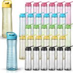30 Pcs Motivational Plastic Water Bottle Bulk with Timeline 22 oz Water Bottles Reusable Leak Proof Flip Top Sports Bottles with Handle for Summer Gym Travel Gift