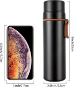 Insulated Water Bottle-Stainless Steel Vacuum Coffee Cup with Handle,Flask Double Walled Sport Travel Mug with Leakproof Lid,Keep Hot & Cold 12 Hours BPA Free 15oz(Black) - Image 2