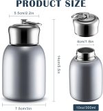 1 Pcs 10oz Mini Water Bottles Stainless Steel Slim Insulated Thermal for Hot Cold Drink Thermal Small Vacuum Portable Water Bottle for Women Gifts Travel Camping Hiking (Silver) - Image 2