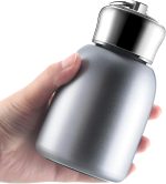 1 Pcs 10oz Mini Water Bottles Stainless Steel Slim Insulated Thermal for Hot Cold Drink Thermal Small Vacuum Portable Water Bottle for Women Gifts Travel Camping Hiking (Silver)